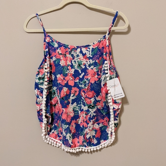 Peach Love Top with Pom Pom Trim - Picture 3 of 5